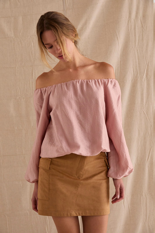 Liana Off-Shoulder Crinkle Blouse