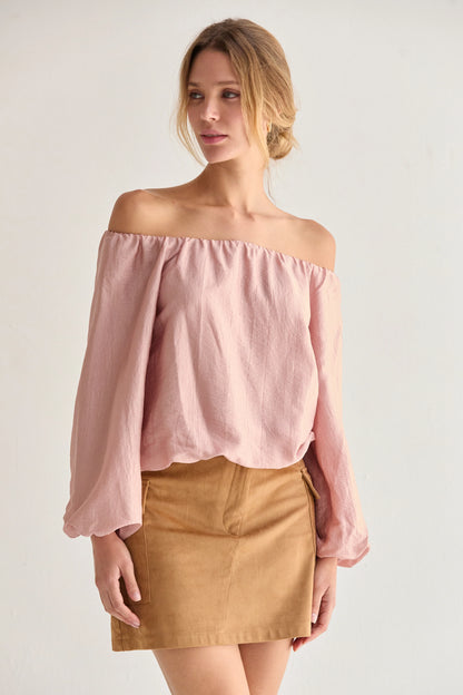 Liana Off-Shoulder Crinkle Blouse