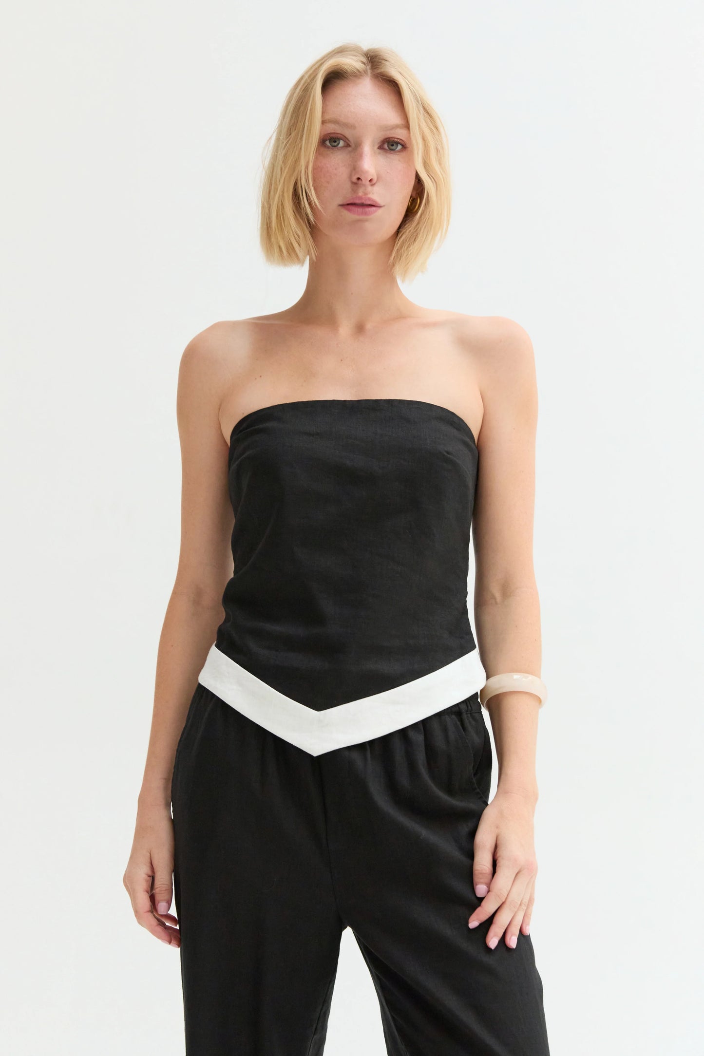 Maris Contrast Hem Scarf Tube Top
