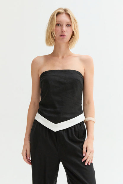 Maris Contrast Hem Scarf Tube Top