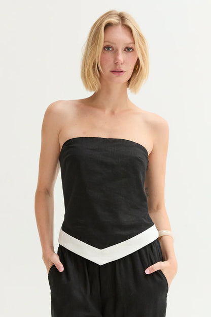 Maris Contrast Hem Scarf Tube Top