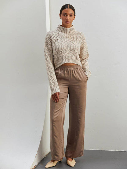Lena Mock Neck Cropped Sweater