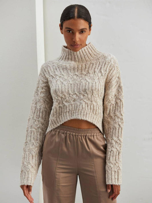 Lena Mock Neck Cropped Sweater