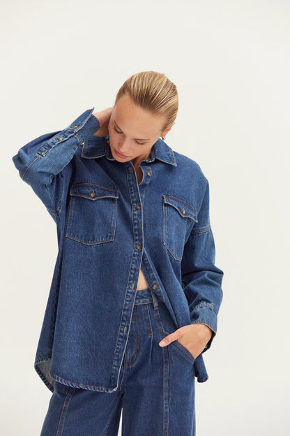 Gianna Oversize Denim Button Up