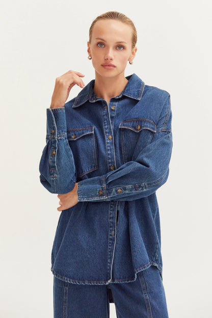 Gianna Oversize Denim Button Up