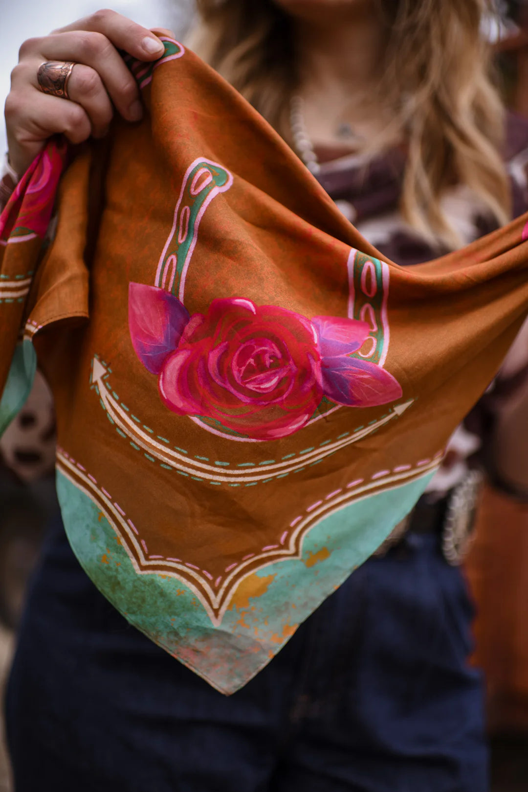 Western Scarf Bandana - Rodeo Rose