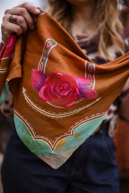 Western Scarf Bandana - Rodeo Rose
