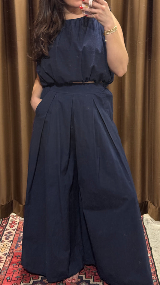 Poplin Extra Wide Leg Trousers