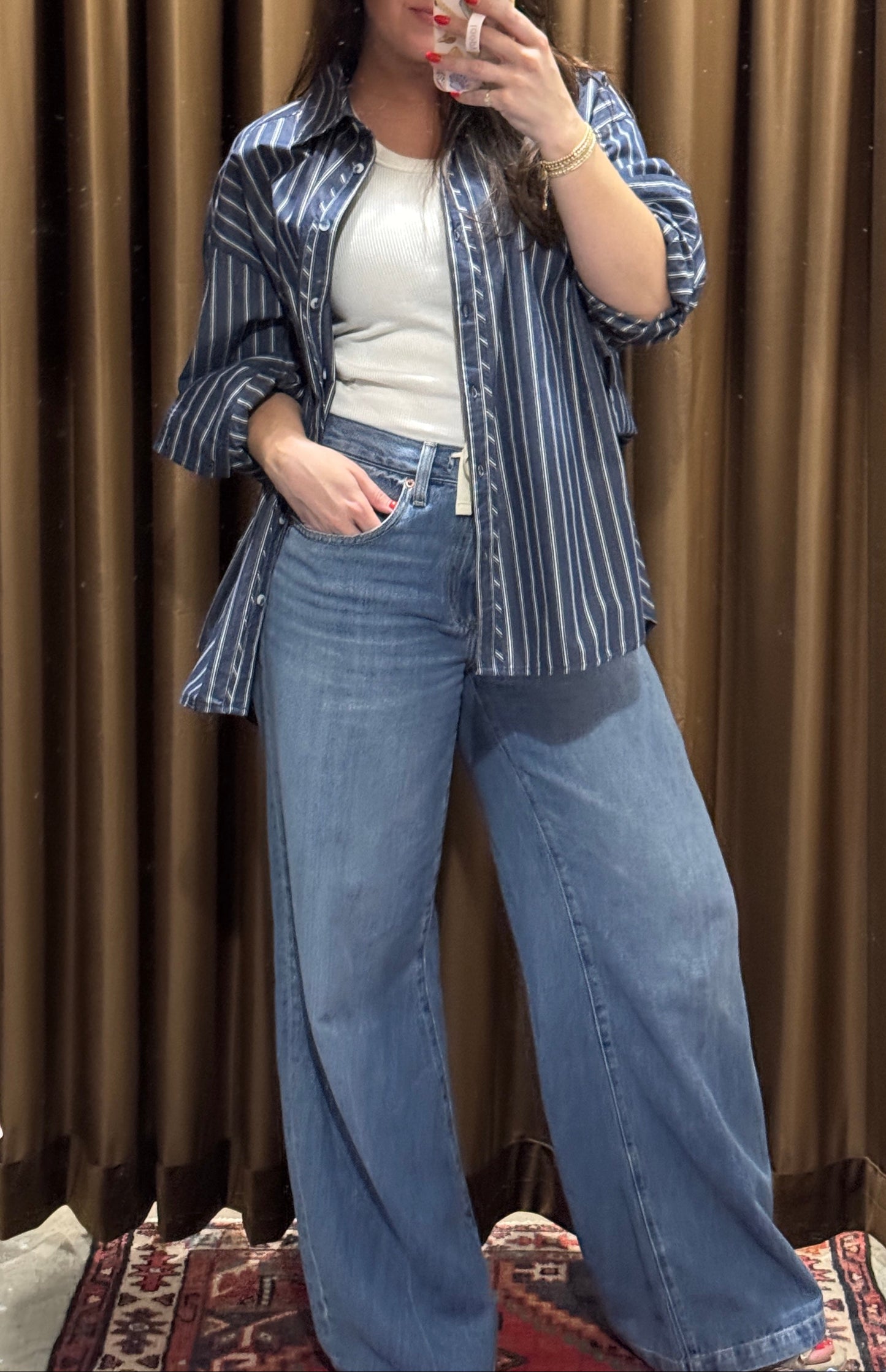 Stripe Poplin Oversize Buttondown