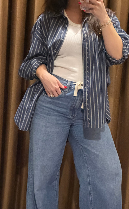 Stripe Poplin Oversize Buttondown
