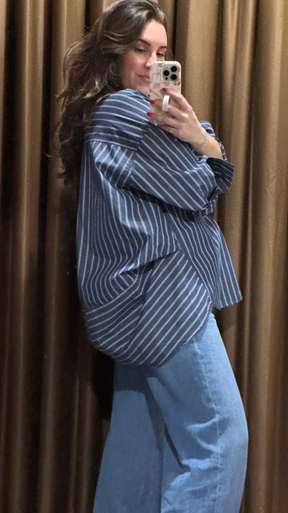 Stripe Poplin Oversize Buttondown