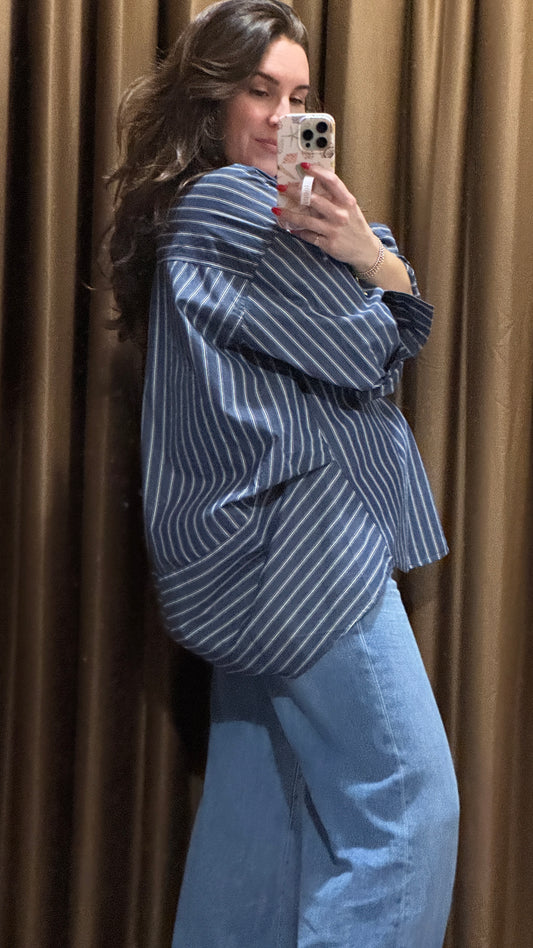 Stripe Poplin Oversize Buttondown