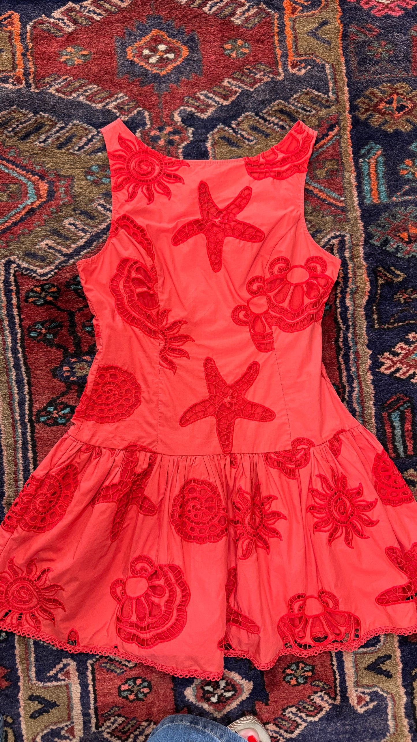 Seaside Drop Waist Mini Dress in Red