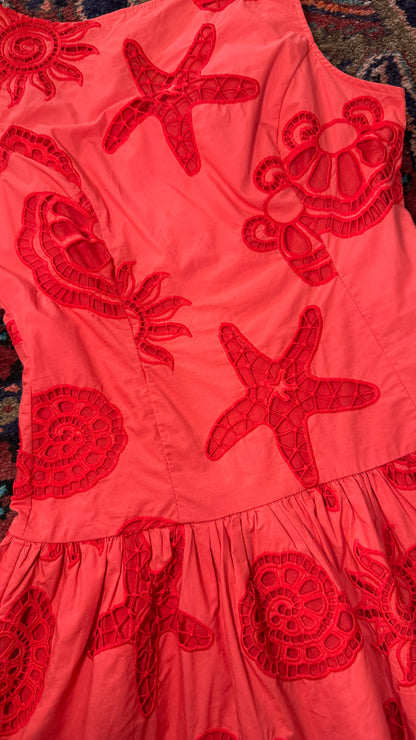 Seaside Drop Waist Mini Dress in Red