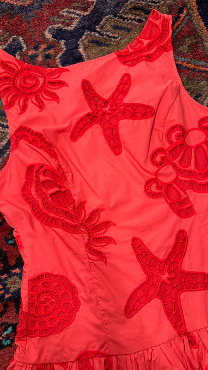 Seaside Drop Waist Mini Dress in Red