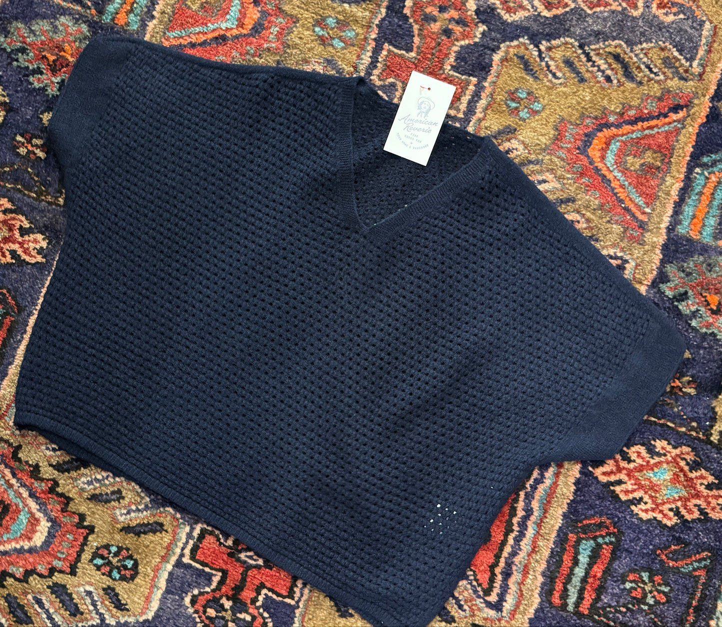 Open Knit V-Neck Sweater