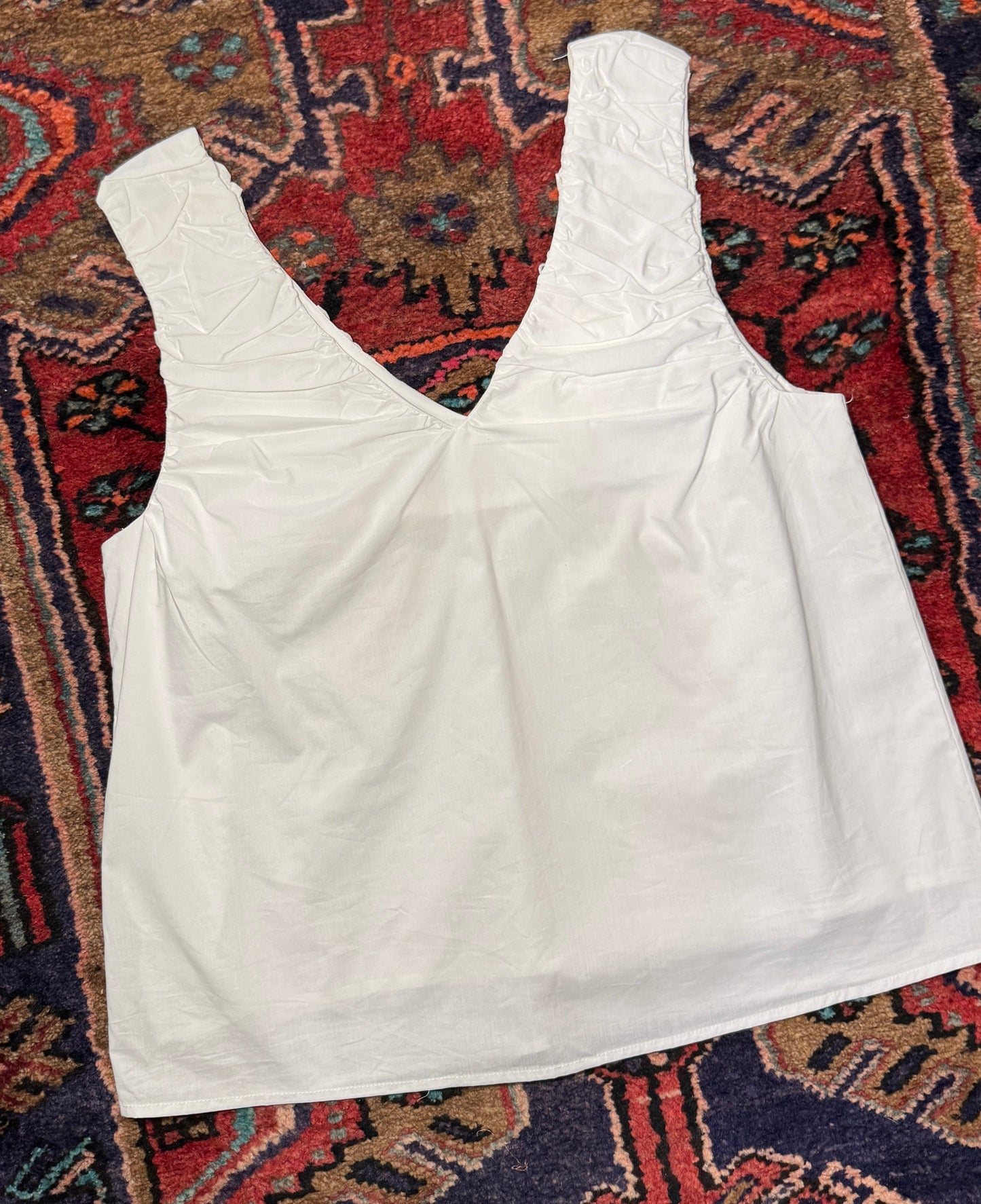Grace Off White Sleeveless Ruched Top