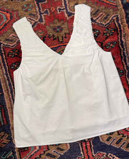 Grace Off White Sleeveless Ruched Top
