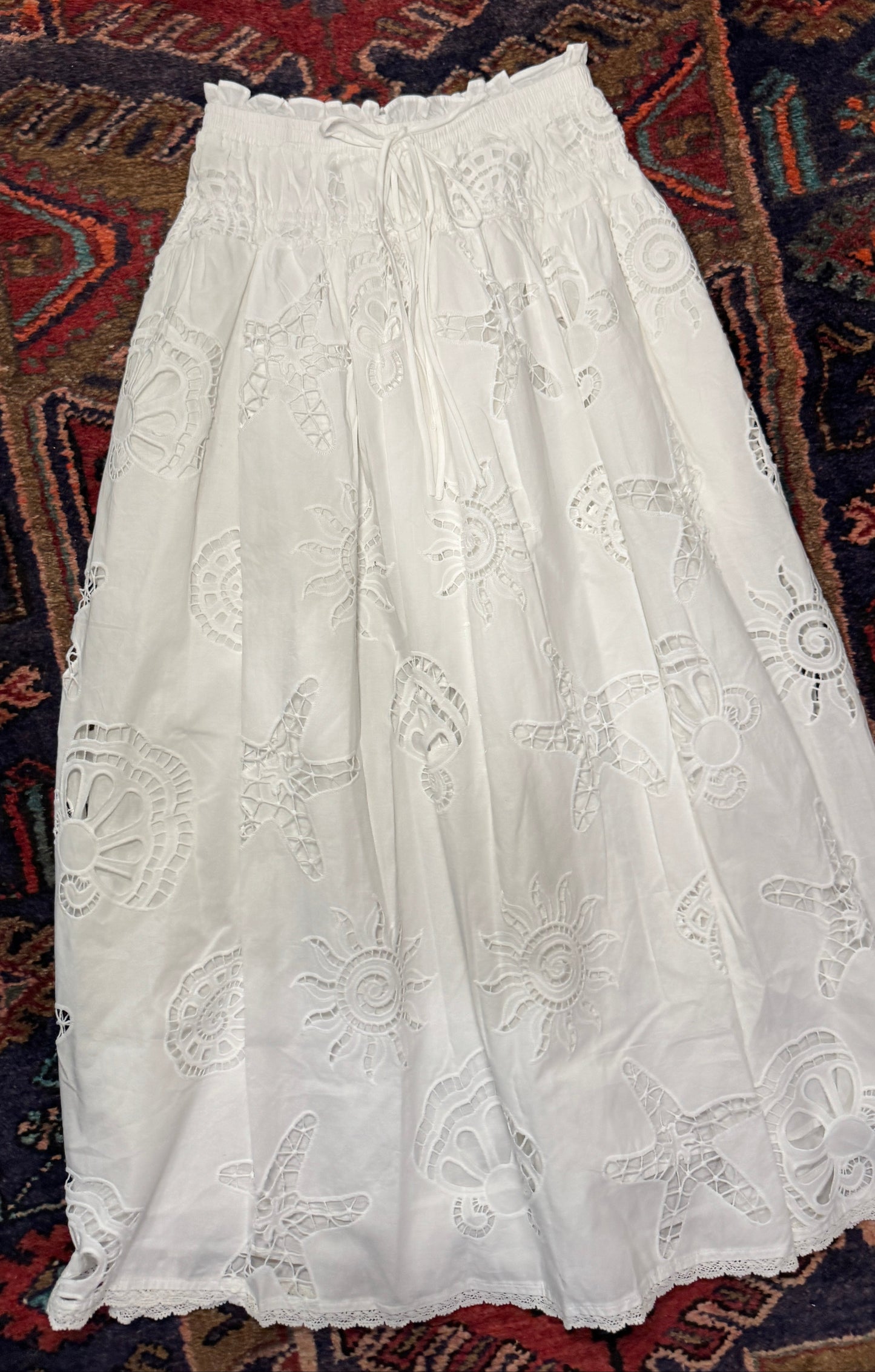 Seaside Midi Embroidered Skirt