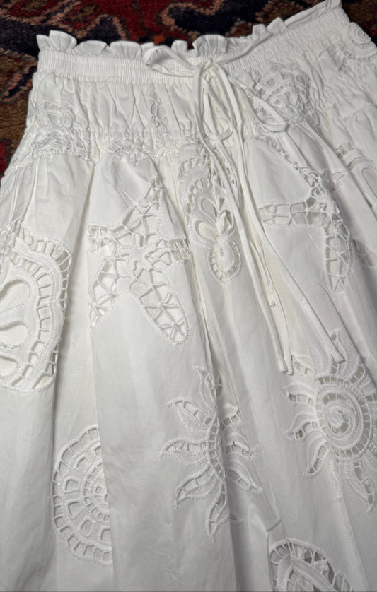 Seaside Midi Embroidered Skirt