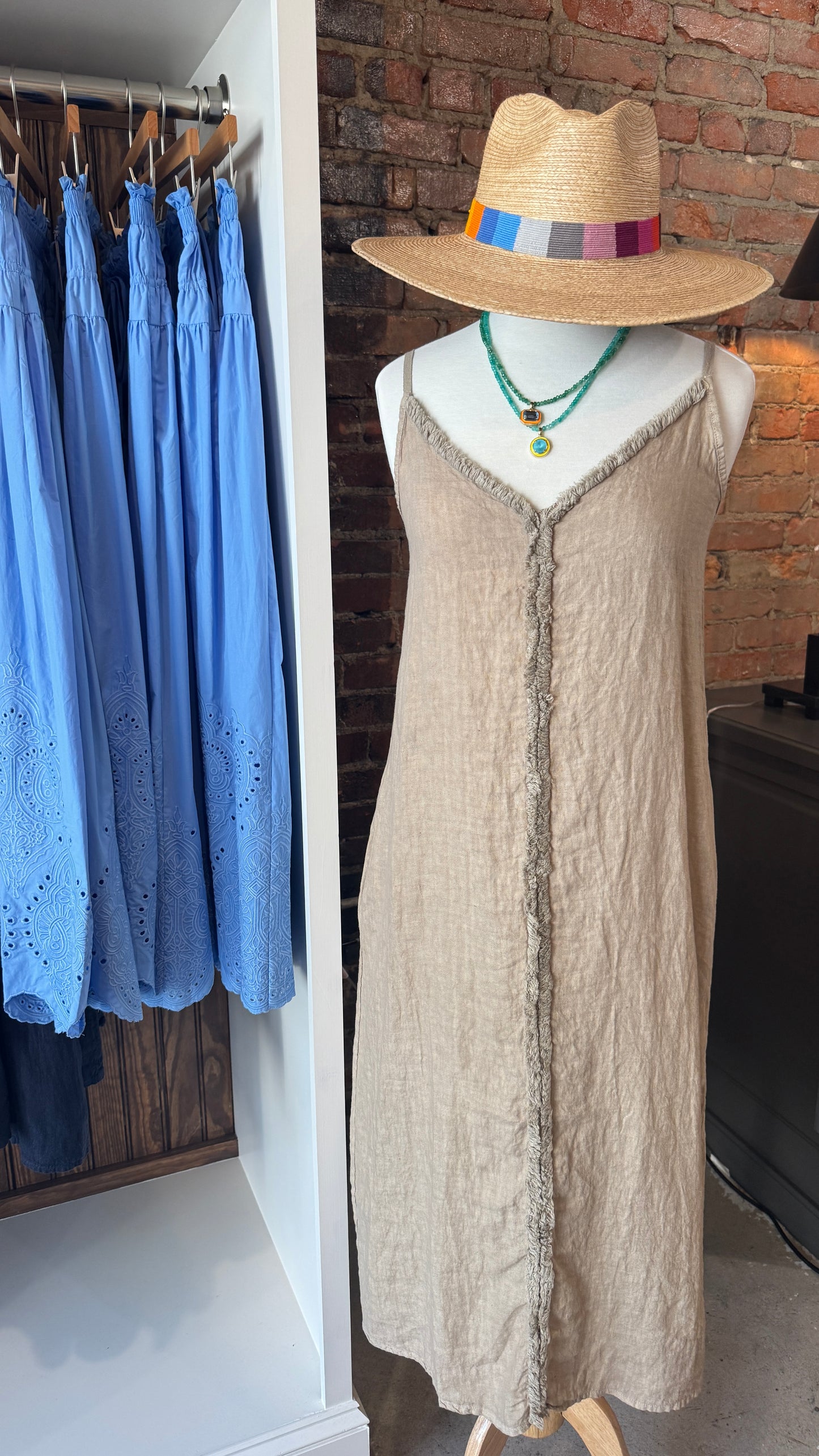 Raw Edge Maxi Dress in Earth Beige