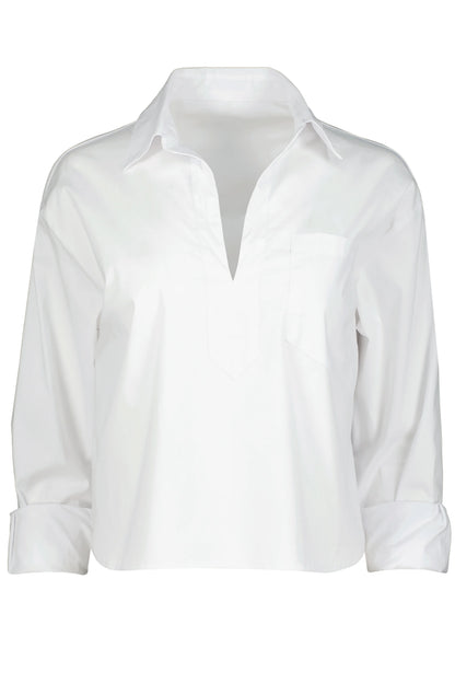 Casey Poplin Pullover in White
