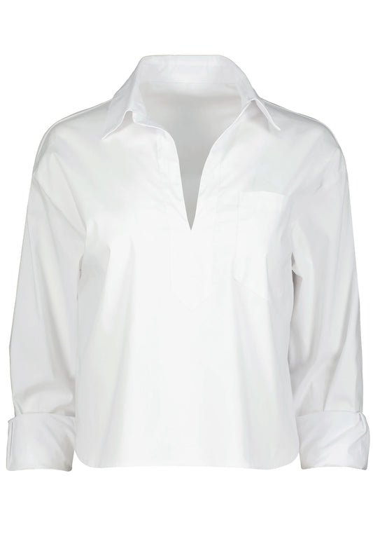 Casey Poplin Pullover in White
