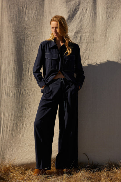Kaia Contrast Stitch Button Down