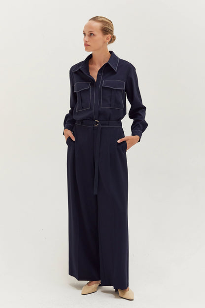Kaia Contrast Stitch Button Down
