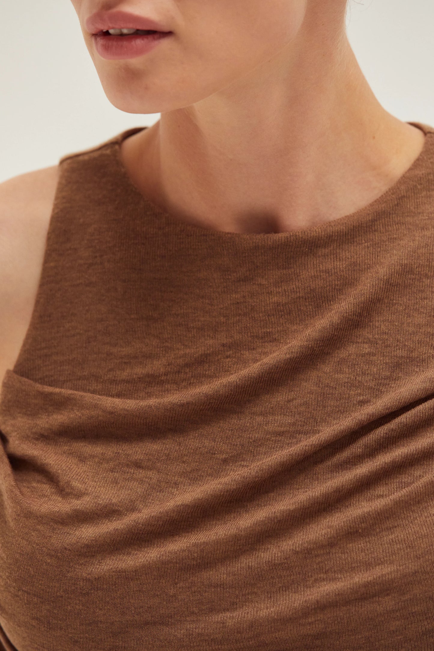 Liv Shirred Brown Knit Tank