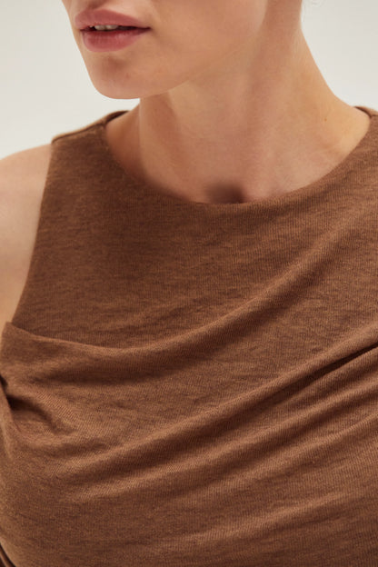 Liv Shirred Brown Knit Tank