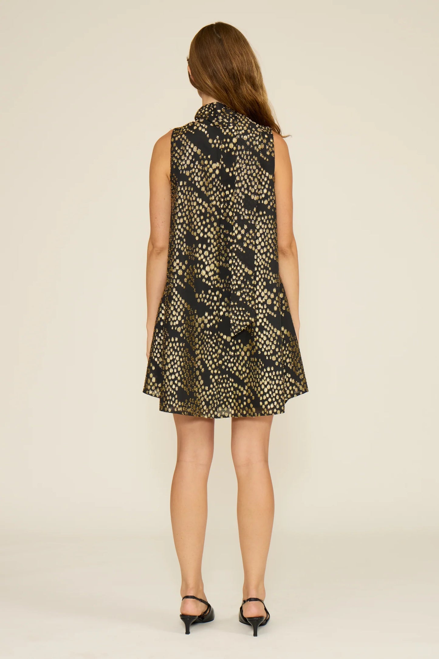 Monica Scarf Dress in Black/Gold