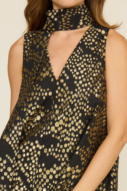 Monica Scarf Dress in Black/Gold