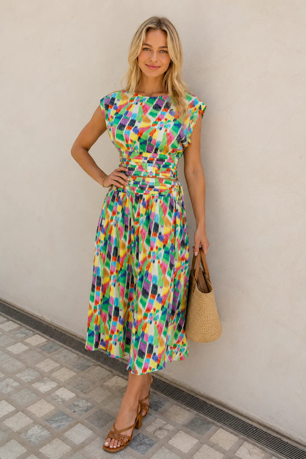 Rainbow Strokes Tie Back Top