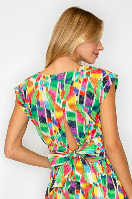Rainbow Strokes Tie Back Top