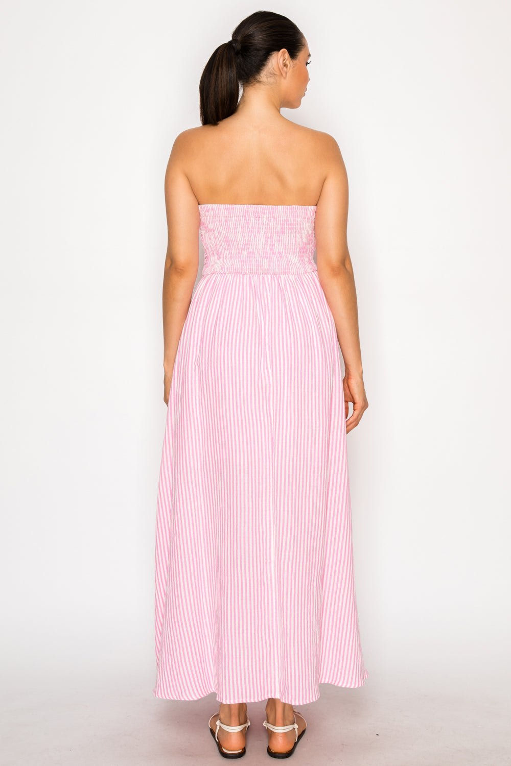 Pink Gauze Stripe Maxi Dress