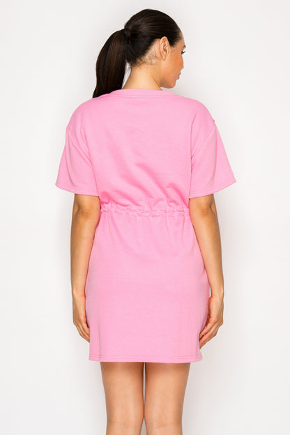 Pink French Terry Short Dress
