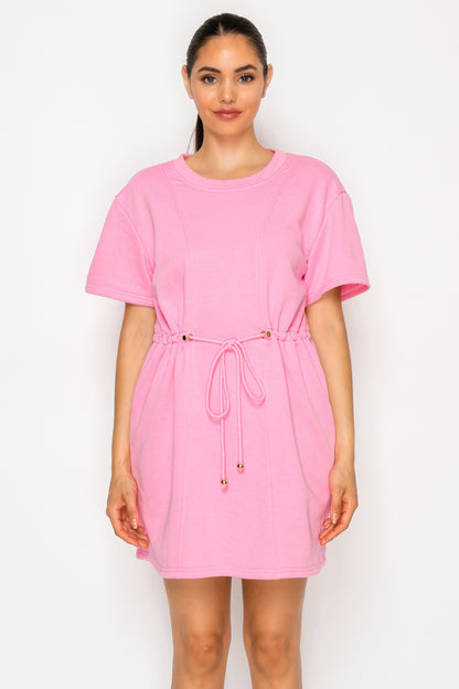 Pink French Terry Short Dress