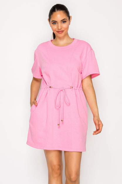 Pink French Terry Short Dress