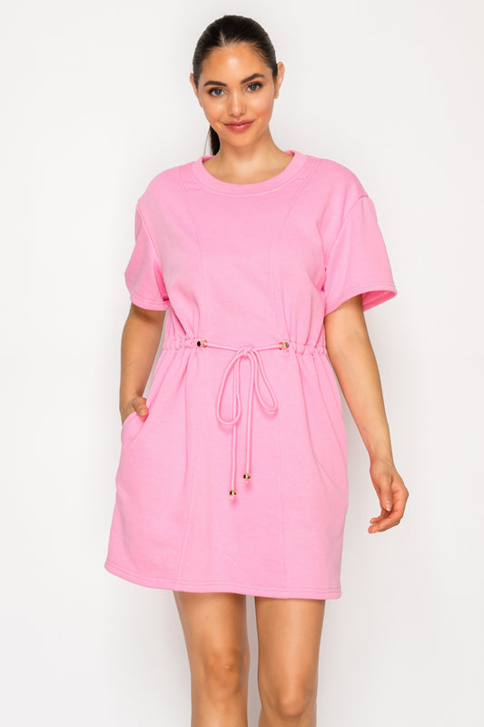 Pink French Terry Short Dress