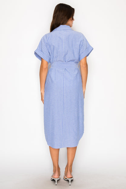 Nautical Stripe Shirt Dress