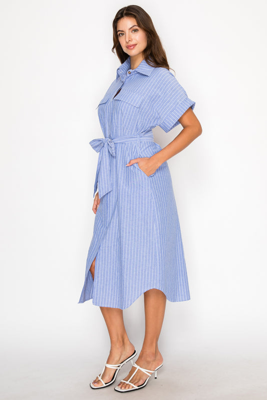 Nautical Stripe Shirt Dress