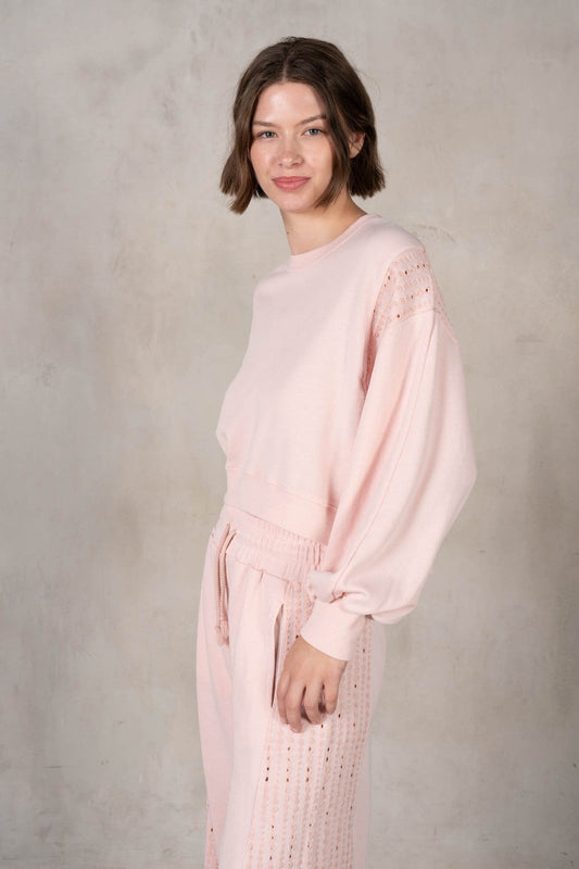 Daisy Embroidered Knit Sweatshirt