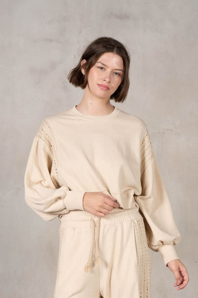 Daisy Embroidered Knit Sweatshirt