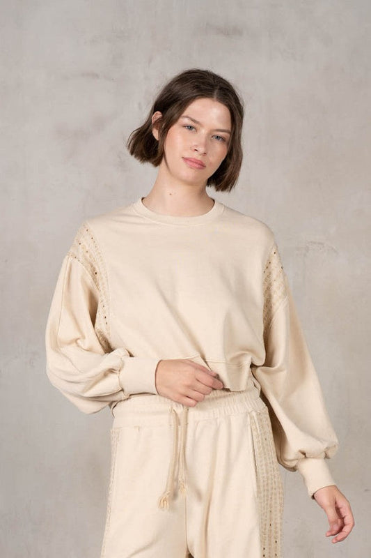 Daisy Embroidered Knit Sweatshirt