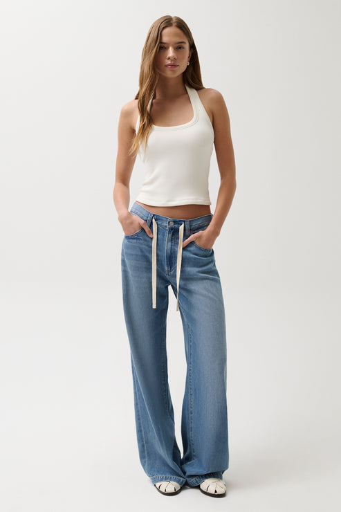 Jadyn Mid-rise Drawstring Palazzo Jean