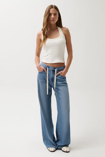 Jadyn Mid-rise Drawstring Palazzo Jean