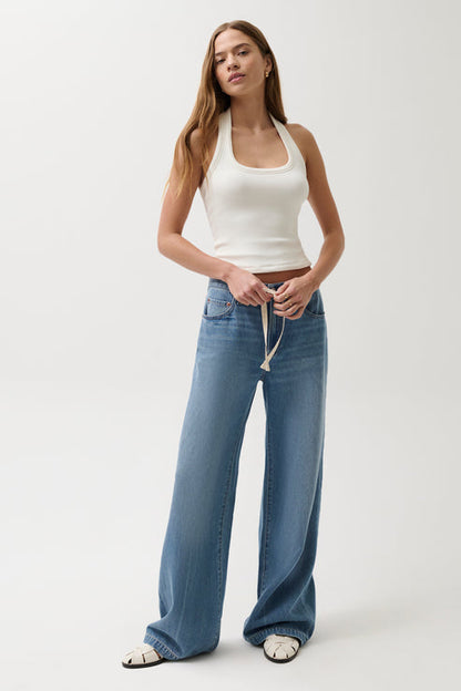 Jadyn Mid-rise Drawstring Palazzo Jean