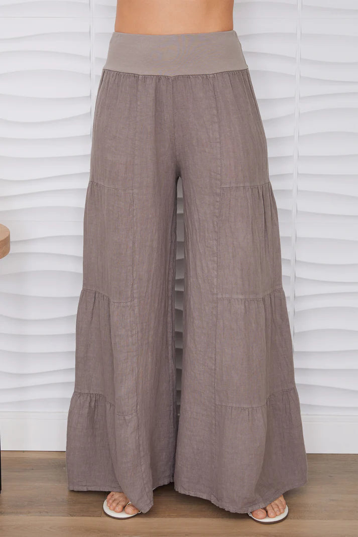 Linen Tiered Palazzo Pants