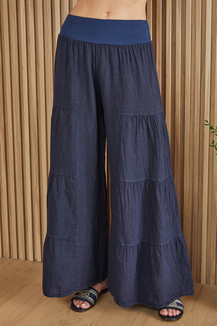 Linen Tiered Palazzo Pants